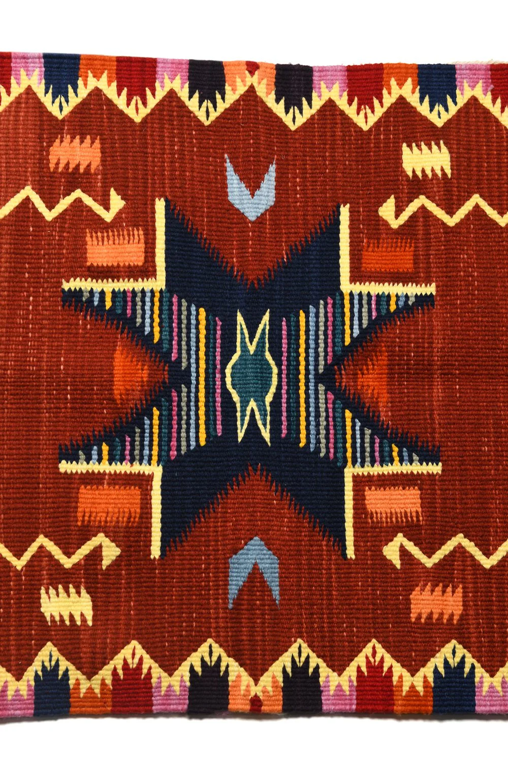 Merino Wool Blanket Poncho, Antique Star  - Royal - Image 4