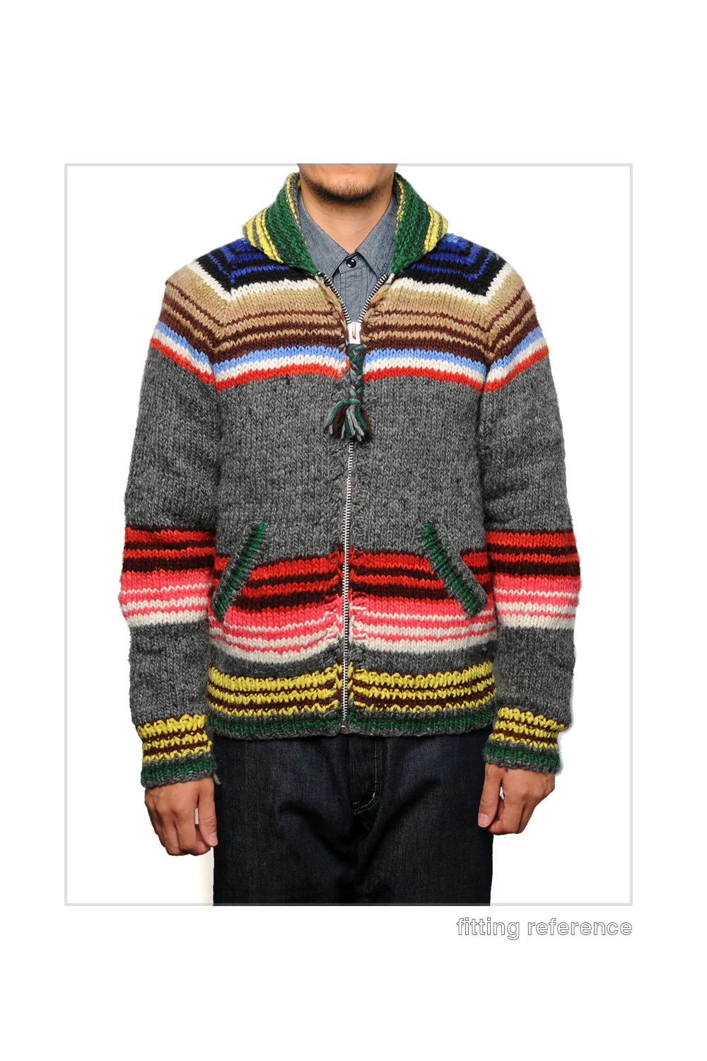 Serape Zipper Cardigan - Red - Image 4